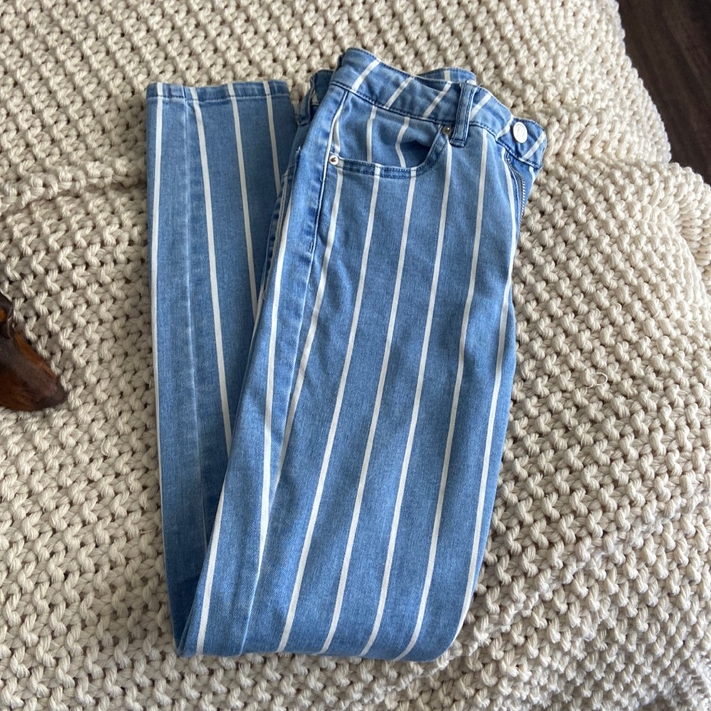 Striped blue jeans